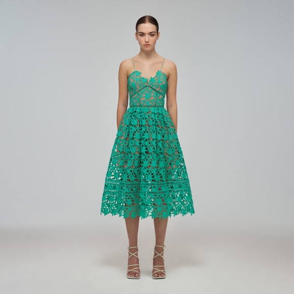 Self-Portrait Dresses & Skirts - Self-Portrait Spearmint Azaelea Midi Dress